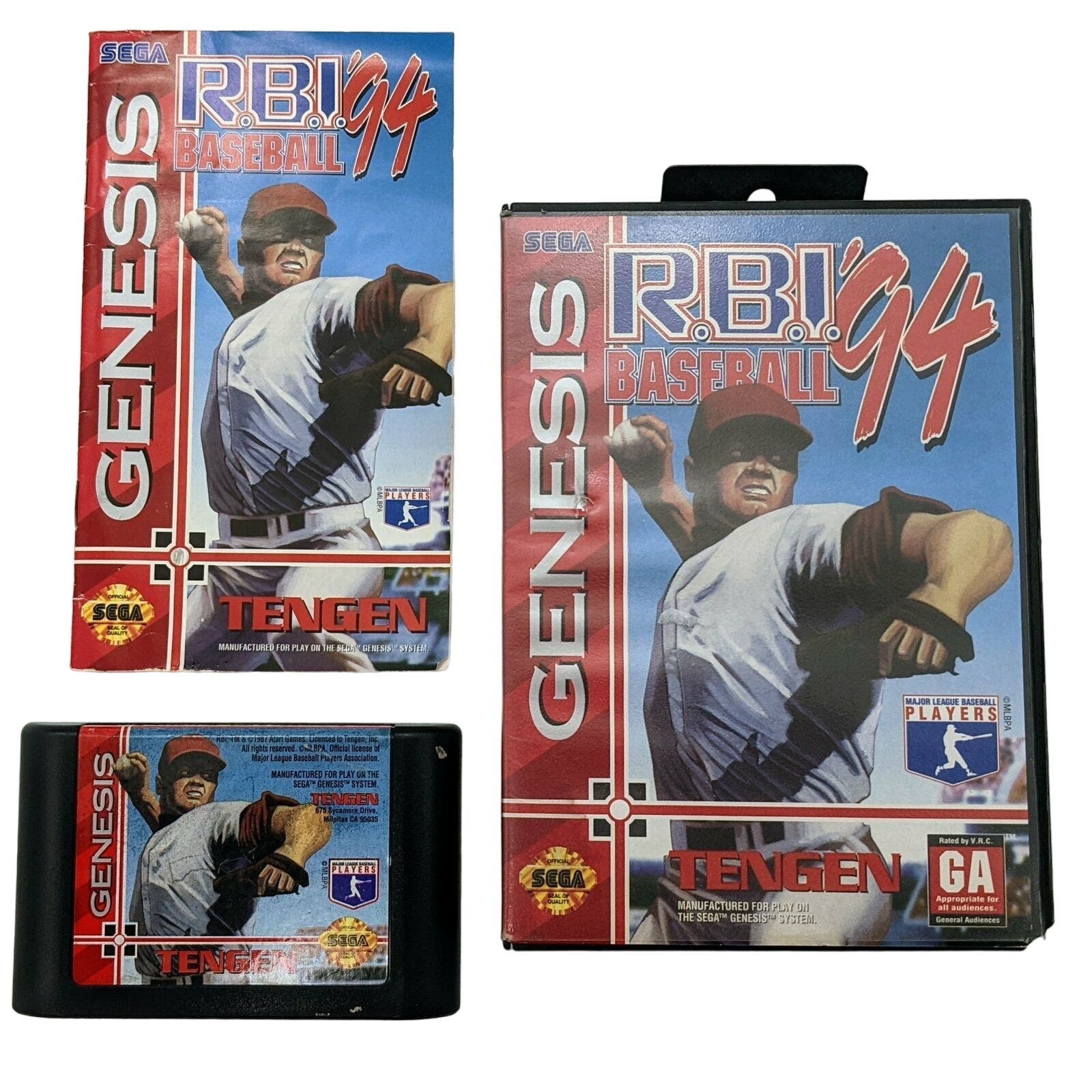Vintage RBI Baseball 94 Sega Genesis Game CIB Tengen 1994 Case Manual Cartridge - $12.86