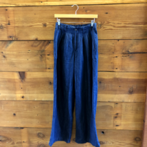 0 / XS - Ruti Dark Blue Wide Leg Elastic Waist Linen Blend Pants 0925AD - $50.00