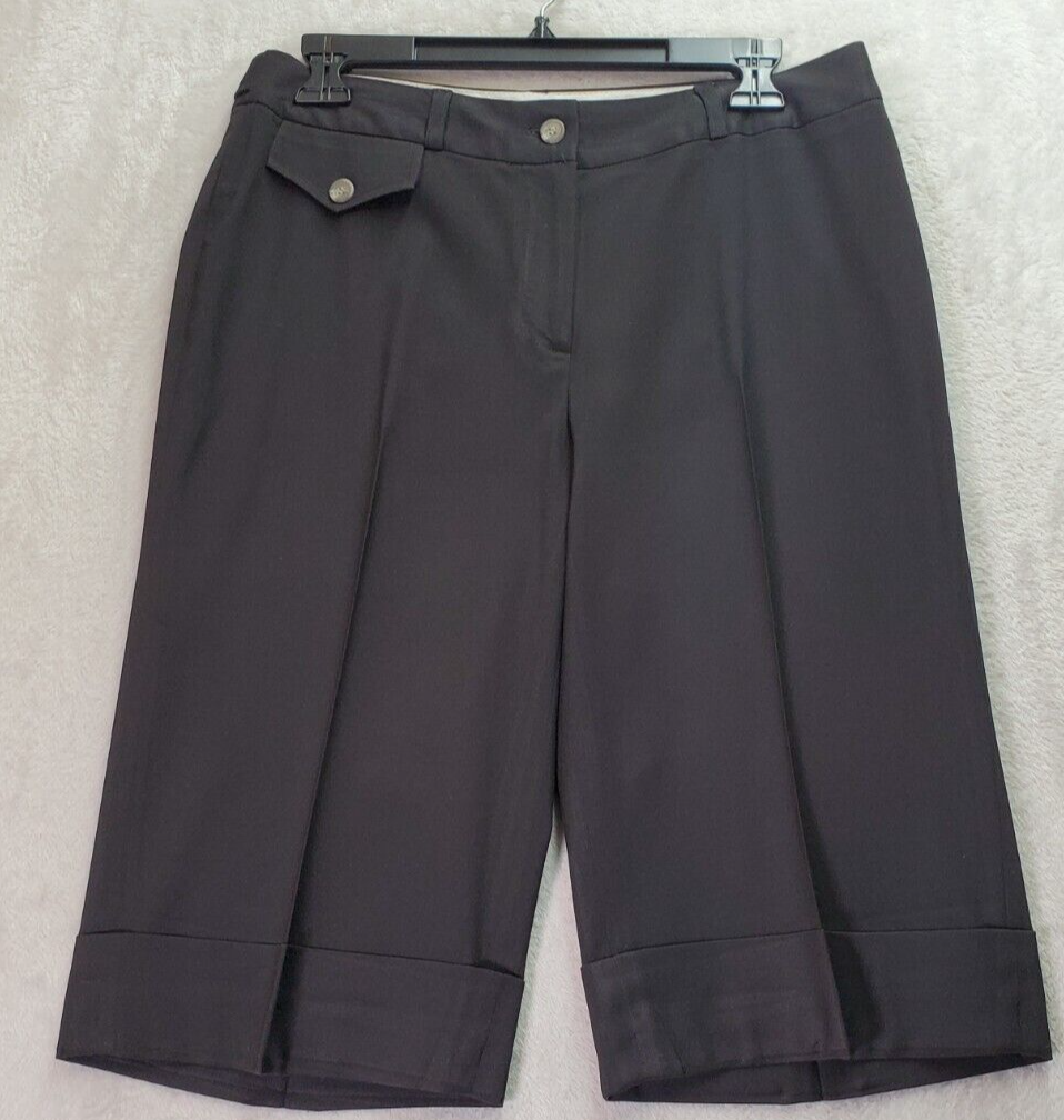 Worthington Shorts Women Size 8 Black Polyester Pockets Stretch Dark Was... - $13.82