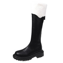 Women New Autumn Winter Knee High Boots Female PU Leather Platform Block Heels S - £58.25 GBP