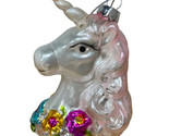 Silver Tree Hand Blown  Glass Unicorn Christmas Ornament White 3.75 In - £9.93 GBP