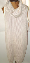 NWT New Womens Neiman Marcus Ribbed L Sleeveless Sweater Dress Tan White Wool Bl - £197.01 GBP