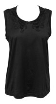 CHLOE Shirt T-Shirt Top Black Sleeveless Cotton Beaded Sz S - £75.76 GBP