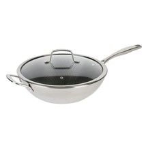 Kenmore Elite Luke 12 Inch Non-Stick Tri-Ply Stainless Steel Wok with Gl... - $2,467.58 MXN