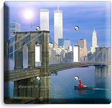 Nyc New York City Brooklyn Bridge Twin Towers 2 Gang Light Switch Plate Hd Decor - £9.70 GBP