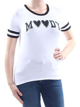 Rebellious One Juniors Moody Graphic Print T-Shirt,White Black,Large - £46.14 GBP