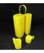 Vintage Yellow Picnic Pitcher with Stackable Cups Mexico 8 Mug Set Retro - $34.60