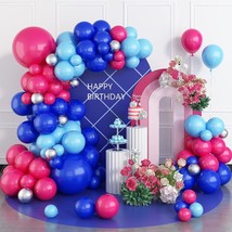 Blue Balloon Arch Kit, Blue Hot Pink Balloons Birthday Party, 5 10 18 Inch Rose  - £22.01 GBP