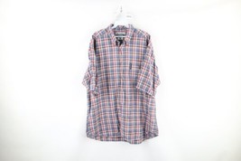 Vtg Columbia Mens XL Faded Spell Out Short Sleeve Collared Button Shirt Plaid - £26.68 GBP