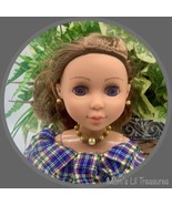 Light Yellow Beaded Doll Necklace Earring Set • 14 inch Fashion Doll Jewelry - $9.80