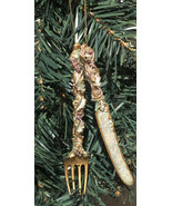 Marie Antoinette Style Rococo Blue Gold Fork &amp; Knife Christmas Tree Orna... - £9.69 GBP