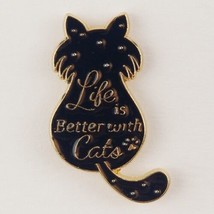 Life is Better with Cats Black Cat Enamel Pin Kitty Fashion Jewelry - £6.36 GBP