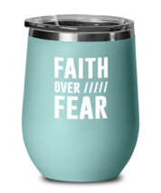 Faith Over Fear, teal drinkware metal glass. Model 60063  - £20.18 GBP