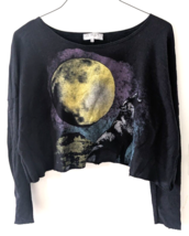 Urban Outfitters moon howling wolf sweater crop top shirt women&#39;s XS black night - £11.89 GBP