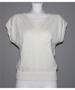 VTG Cristin Stevens See-Through Diamond Holes Cap Sleeves Ivory Sweater ... - $27.34 CAD