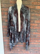 Red Black White Animal Print Open Cardigan Small Long Sleeve Stretch Swe... - £7.47 GBP
