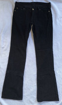 7 For All Mankind Womens Straight Leg Black Micro Corduroy Pants Size 28x34 - £18.86 GBP