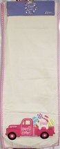 Fabric Embroidered Table Runner ,14&quot;x 72&quot;, Pink Easter Truck W/BUNNY &amp; Eggs, Hl - £19.66 GBP