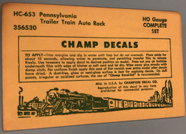 Vintage HC 653 Pennsylvania Trailer Train Auto Model Train Decals Bronze... - £7.76 GBP