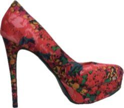 Vintage Fabric Floral Platform Pumps Stiletto Heels Size 9 - £51.92 GBP