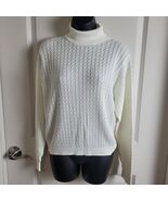 Women&#39;s Bobby Jones M White Cotton Turtleneck Cable Sweater Long Sleeve ... - $342.24 MXN