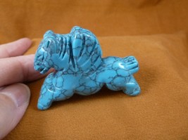(Y-HOR-RU-702) dyed blue howlite HORSE GEMSTONE carving figurine I love ... - $17.53