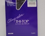 2 Pair Vtg Sears Thigh Thi-top Stockings Cling Alon Off Black Classic Si... - $12.77