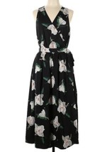 NEW Banana Republic Women’s Wrap Midi Dress Size 12 Black Floral NWT - £70.05 GBP