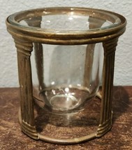 Glass Gothic Bowl With Four Footed Brass Stand Small 4&quot; - £17.91 GBP