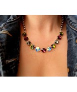 Anna Wintour Choker Chain Necklace w/ Swarovski Rivoli Crystals in Rhodi... - £63.94 GBP