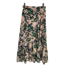 Lulus Womens Island State Of Mind Blush Tropical Midi Skirt Straight Ruffles S - £25.11 GBP