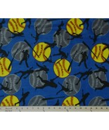 Fleece Softballs Fastpitch Players Bats Blue Sports Fleece Fabric Print ... - €12,13 EUR