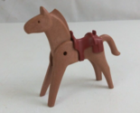 Vintage 1974 Geobra Playmobil Brown Horse With Brown Saddle 4&quot; Figure (C) - £7.72 GBP