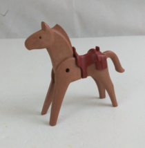Vintage 1974 Geobra Playmobil Brown Horse With Brown Saddle 4&quot; Figure (C) - £7.62 GBP