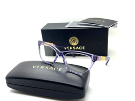Versace Mod. 3318 5353 TRANSPARENT VIOLET 52-17-140MM Eyeglasses Italy NIB - £99.17 GBP