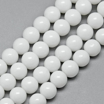 Z  Bead Lot 10 strands faux jade  6mm round White color 13 inch long  GR25Z - £8.54 GBP