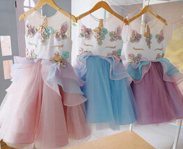 US STOCK Chiffon Kid Girl Bridesmaid Formal Tutu Sleeveless Dress Pagean... - £20.77 GBP