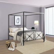Black Queen-Size Lexicon Lexter Metal Canopy Bed. - £223.42 GBP