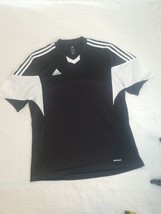 Adidas Women&#39;s XL Soccer Training Jersey V-neck Tshirt Climacool Black &amp;... - £14.60 GBP