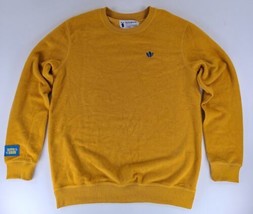 Dutch Bros Coffee Sweater Mens L Yellow Sweatshirt Fleece Logo Crew Neck - £22.24 GBP