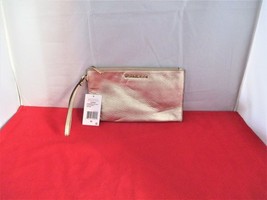 Michael Kors Bedford LG Top Zip Metallic Leather Clutch, Wristlet $98 Gold #3461 - £35.68 GBP