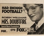 Mrs Doubtfire Tv Guide Print Ad Robin Williams Pierce Brosnan Sally Fiel... - $5.93