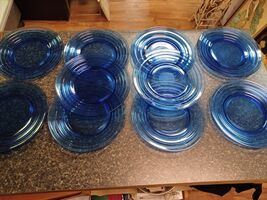 Antique Hazel Atlas Moderntone Blue Depression Cobalt Glass Plate 8" x 10 - $59.39