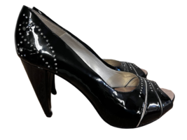 Gracienne Pump Stiletto Heels Black Patent Leather Peep Toe Platform  10... - $28.71