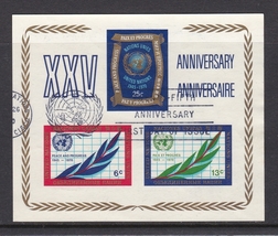 United Nations: 1970 XXV Anniversary Miniature Sheet. Used. Ref: P0050 - $0.40