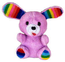 Purple Puppy Dog Plush Stuffed Animal Toy Rainbow Ears Paws Link and Pan Vintage - £8.29 GBP