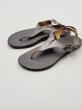 Olukai Eheu Sandals Womens Sz 9 EU 39 Silver Leather Slingback Thong Casual - $28.04