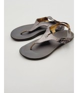 Olukai Eheu Sandals Womens Sz 9 EU 39 Silver Leather Slingback Thong Casual - £22.18 GBP