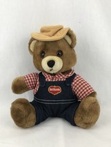 Del Monte 10&quot; Yumkin Brawny Bear Stuffed Plush Animal Dakin 1985 Overalls - £9.56 GBP