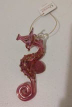 Seahorse Pink Ornament Handblown Glass Egypt Egyptian 14K Gold trim Ocea... - $24.70